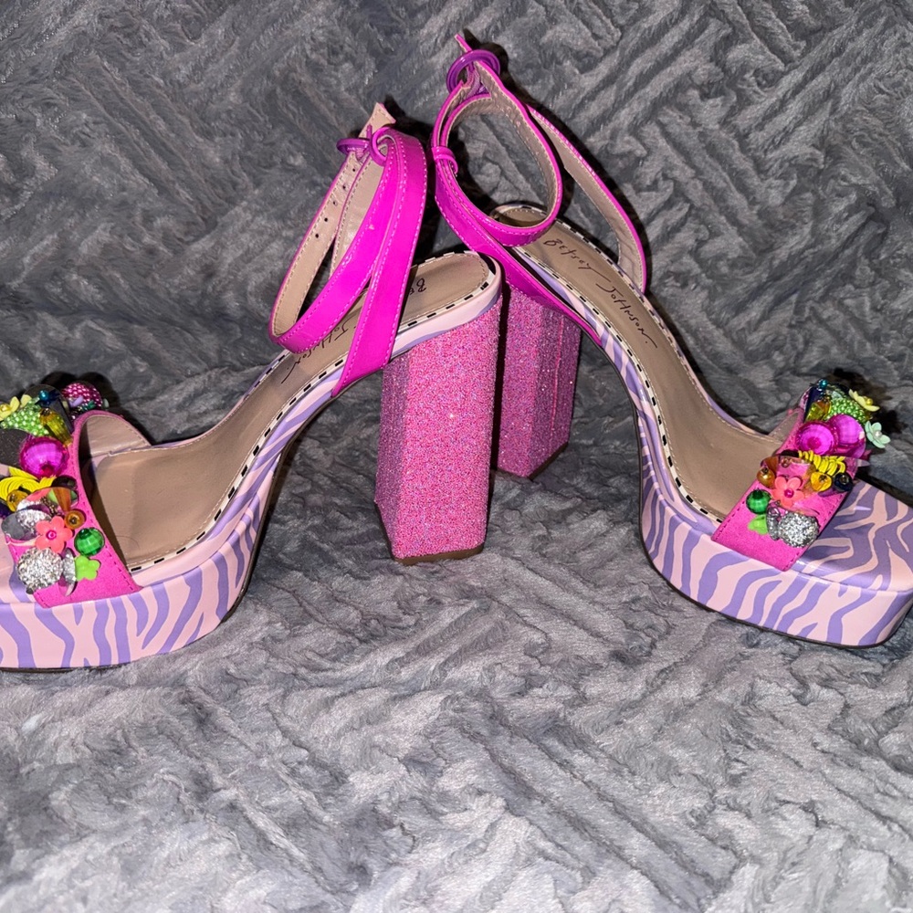 Betsey Johnson Vibrant Pink and Purple Platforms - Picture 2 of 7